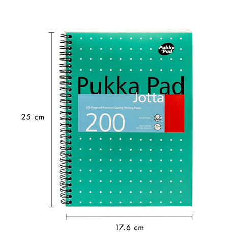 Pukka Pad | Metallic Range | Spiral Notebook | B5 | Ruled | Metallic Green | Pack of 3