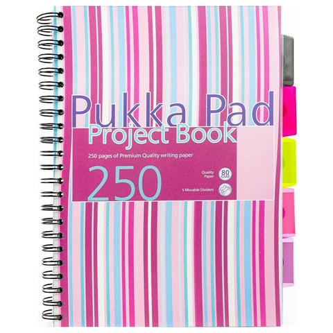 Pukka Pad | A5 | Stripes Hardback Project Book | Pink
