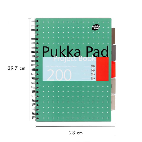 Pukka Pad | Project Book | A4+ | Ruled | Metallic Green | Pack of 3