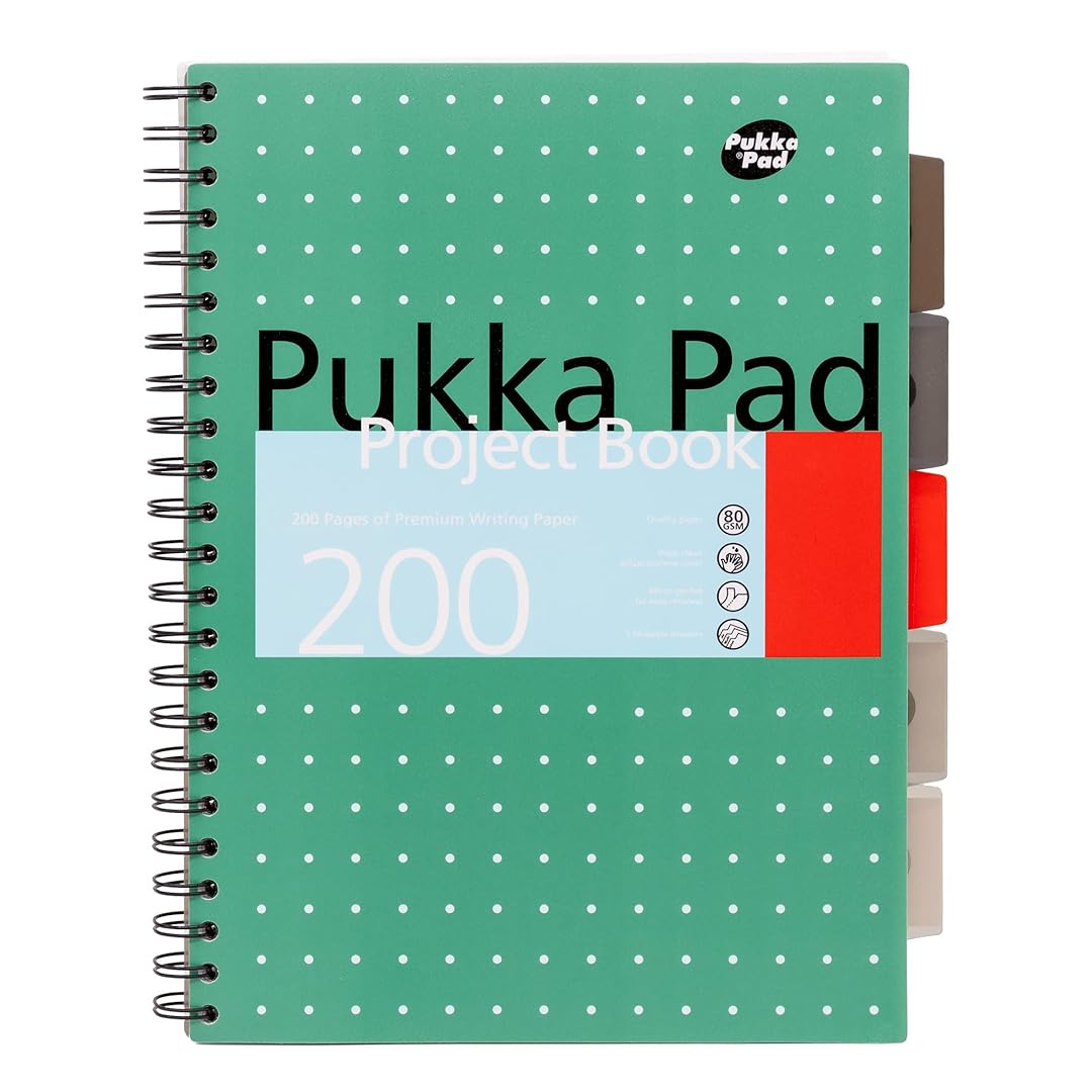 Pukka Pad | Project Book | A4+ | Ruled | Metallic Green | Pack of 3