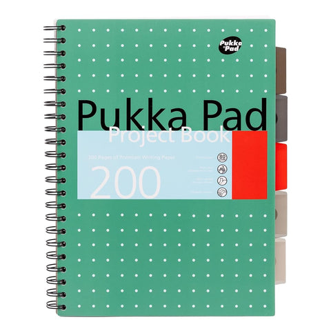 Pukka Pad | Project Book | A4+ | Ruled | Metallic Green | Pack of 3