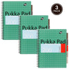 Pukka Pad | Project Book | A4+ | Ruled | Metallic Green | Pack of 3
