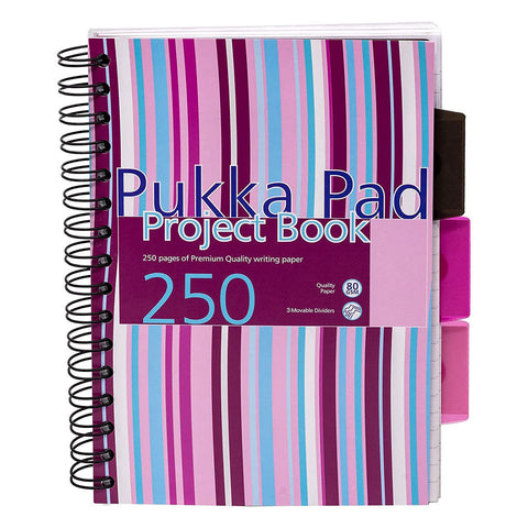 Pukka Pad | A5 | Stripes Hardback Project Book | Pink