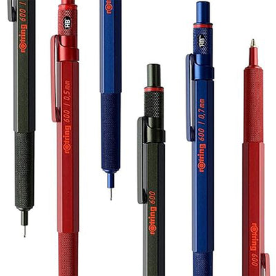 Rotring | 600 Series | Red 1.0mm Ball Pen | Metal Body | Non-Slip | Metal Knurled Grip