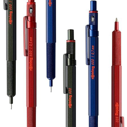 Rotring | 600 Series | Red 1.0mm Ball Pen | Metal Body | Non-Slip | Metal Knurled Grip