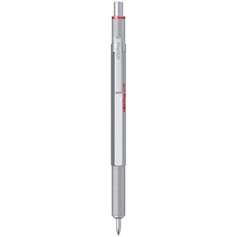 Rotring 600 Series Silver 1.0mm Ball Pen, Metal Body,Non-Slip Metal Knurled Grip