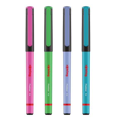 Rotring | Liner Fineliner Pens | Assorted Colours | Pack of 4 Pieces | 0.4mm