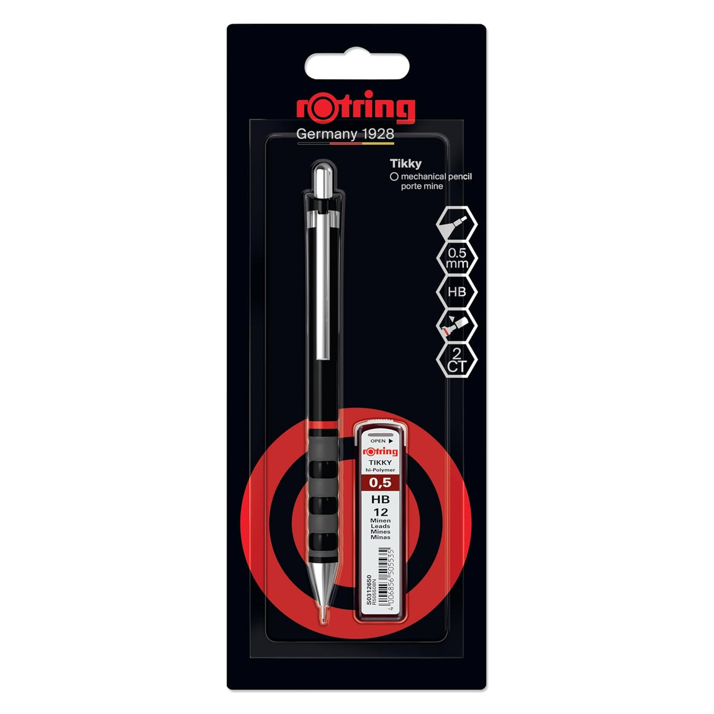 Rotring Tikky 0.5mm Mechanical Pencil – Black with Spare Leads - penpencilink