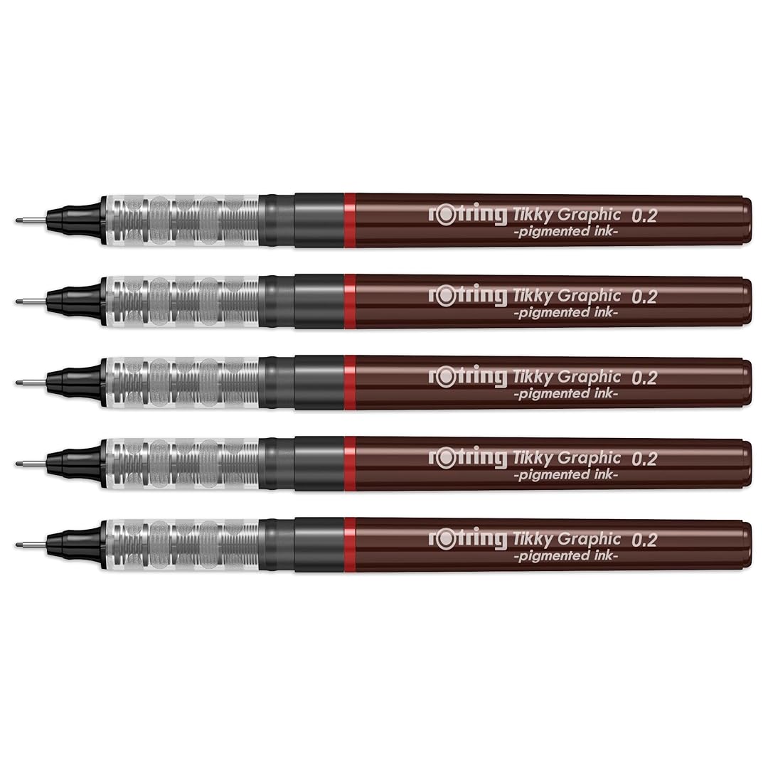 Rotring | Tikky | Graphic Fineliner | 0.2mm | 5 Pen Set