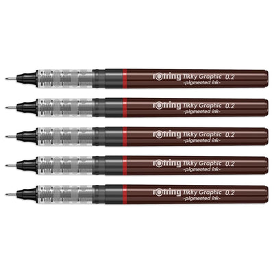 Rotring | Tikky | Graphic Fineliner | 0.2mm | 5 Pen Set