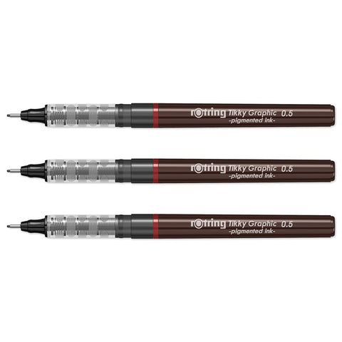 Rotring | Tikky | Graphic Fineliner | 0.5mm | 3 Pen Set