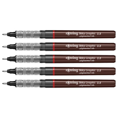 Rotring | Tikky | Graphic Fineliner | 0.8mm | 5 Pen Set