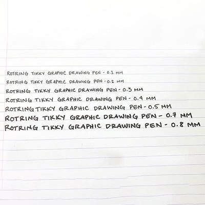 Rotring | Tikky | Graphic Fineliner | Black Pigment Lightfast | 0.1, 0.2 | 6 Pen Set | 3 Each