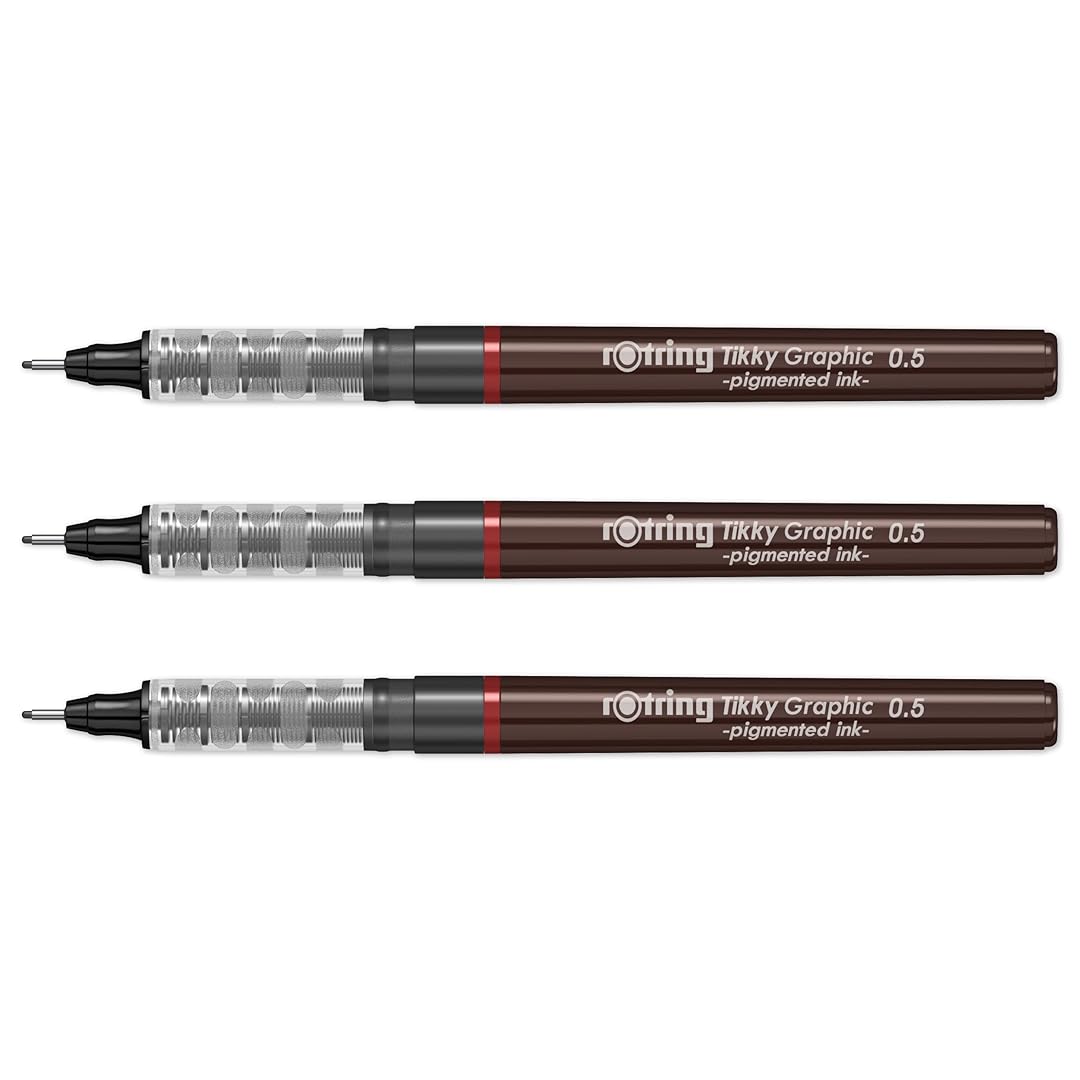 rOtring Tikky Fineliner 0.5mm â€“ Black Ink â€“ 5 Pen Set