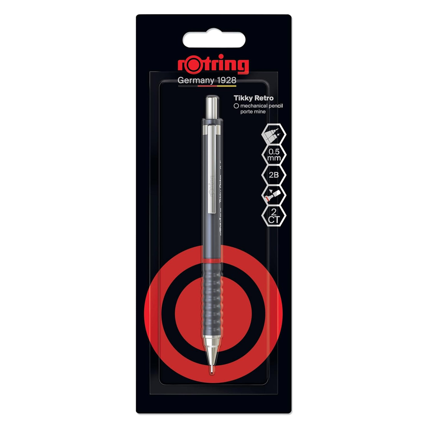 Rotring Tikky Retro Mechanical Pencil 0.5mm – Grey | 2B Lead & Built - In Eraser - penpencilink