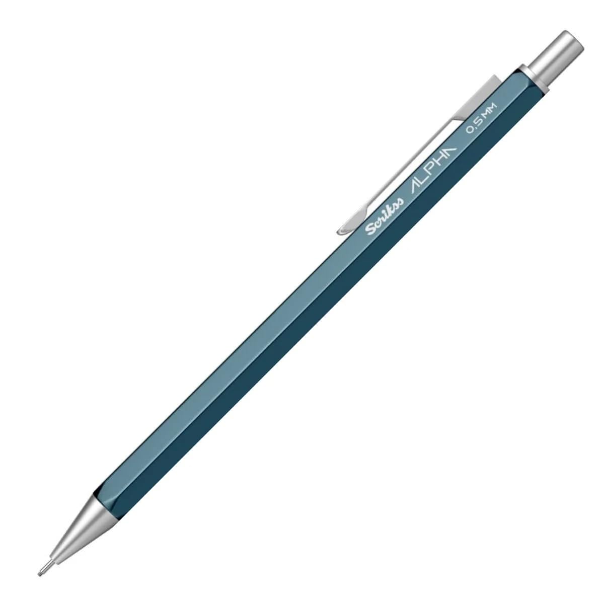 Scrikss Alpha Series 0.5mm Mechanical Pencil – Blue Metal Hexagonal Barrel - penpencilink
