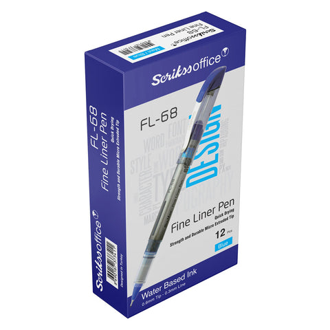 Scrikss | Fl-68 | Fineliner 0.6mm | Box Of 12 | Blue