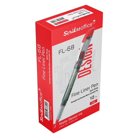 Scrikss | Fl-68 | Fineliner 0.6mm | Box Of 12 | Red
