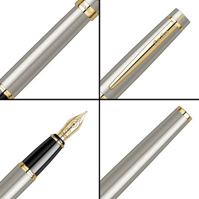 Scrikss | Honour 38 | Brass Body with Gold Plated | Fountain Pen | Grey