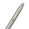 Scrikss Knight 88 Satin SS Fountain Ink Pen With Medium Size Nib, Satin Stainless Steel Cap, Gold Trims, Mounted Converter, Smooth Writing Office Corporate Gifting Professionals Students