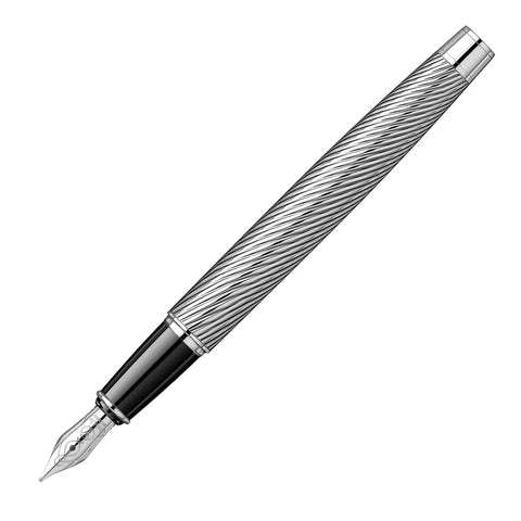 Scrikss | Noble 35C | Fountain Ink Pen | Spiral Black Chrome | Broad Nib