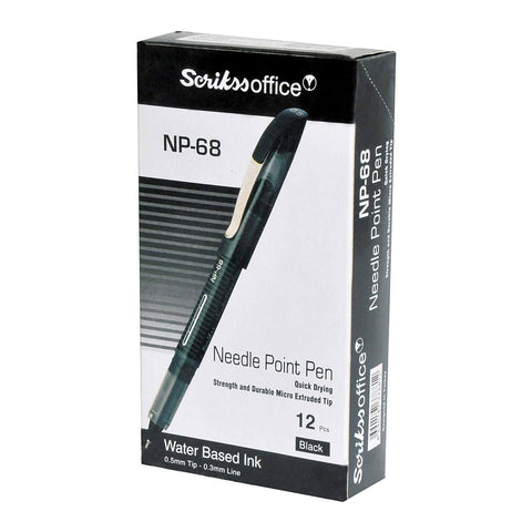 Scrikss | Np-68 | Needle Point Pen 0.5mm | Box Of 12 | Black
