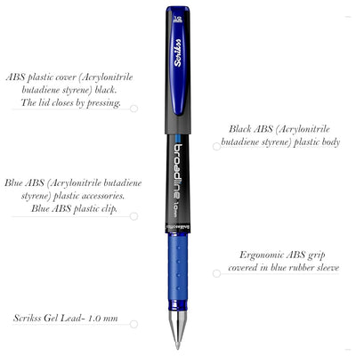 Scrikss | Office Broadline | 0.1mm | Gel Pen | Blue | Pack Of 12
