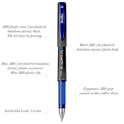 Scrikss | Office Broadline | 0.1mm | Gel Pen | Blue | Pack Of 12