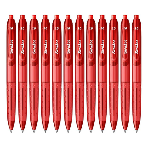 Scrikss | Office Hybrid | Ballpoint Pen | Red |  12 Pcs Pack