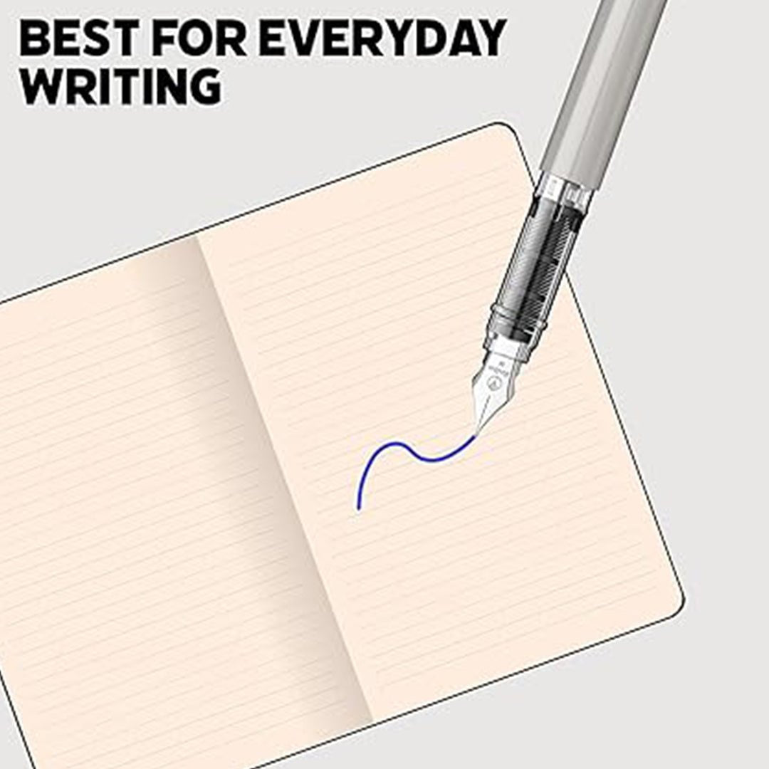 Scrikss Primeo Medium Nib Fountain Pen | 3 Cartridges Included | Stainless Steel Nib & ABS Body | Grey | in Blister Pack - penpencilink