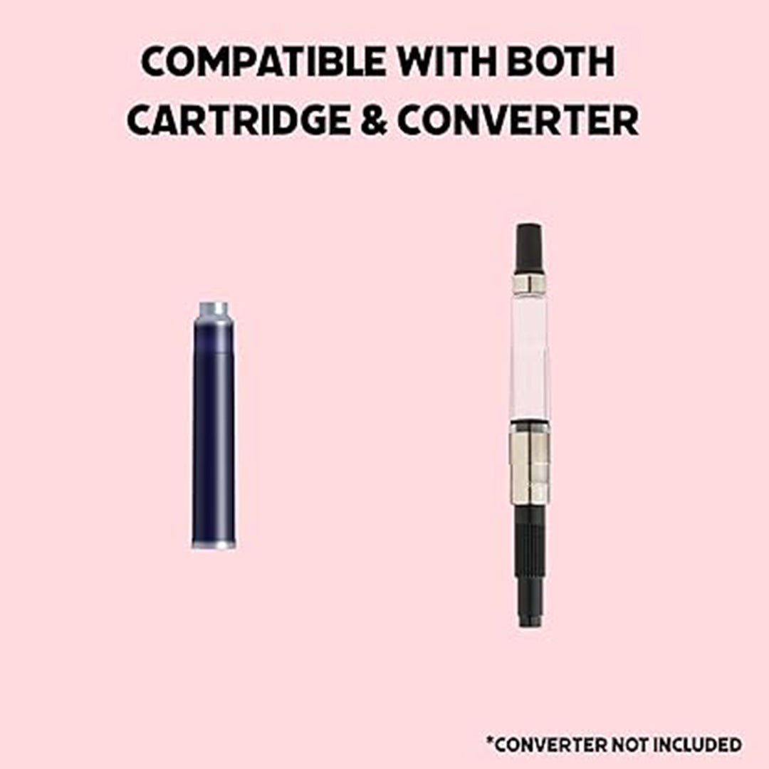 Scrikss Primeo Medium Nib Fountain Pen | 3 Cartridges Included | Stainless Steel Nib & ABS Body | Pink | in Blister Pack - penpencilink