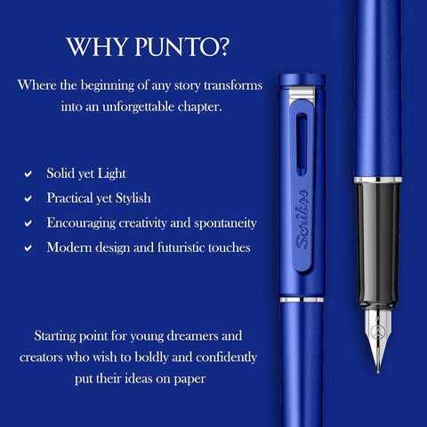 Scrikss | Punto Series | Fountain Pen | Medium Nib | Blue