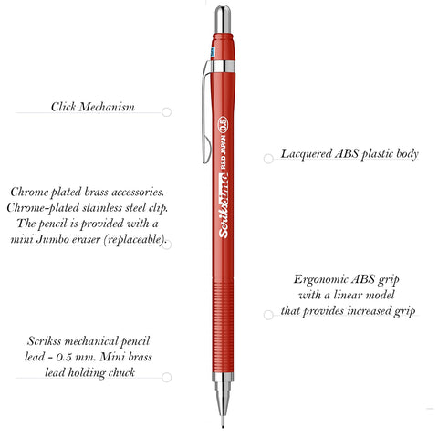 Scrikss | Simo | Mechanical Pencil | 0.5MM | Red