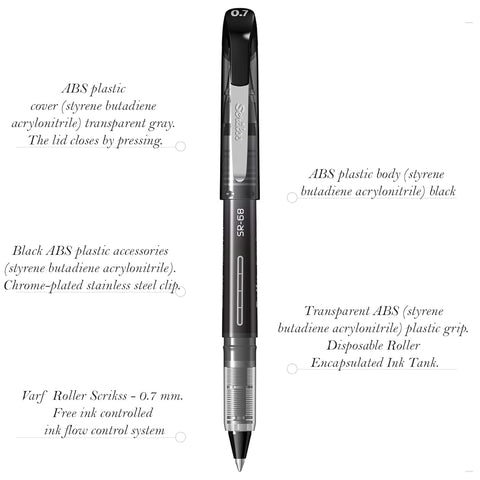 Scrikss | SR-68 | Rollerball Pen | 0.7mm | Black | Pack of 12