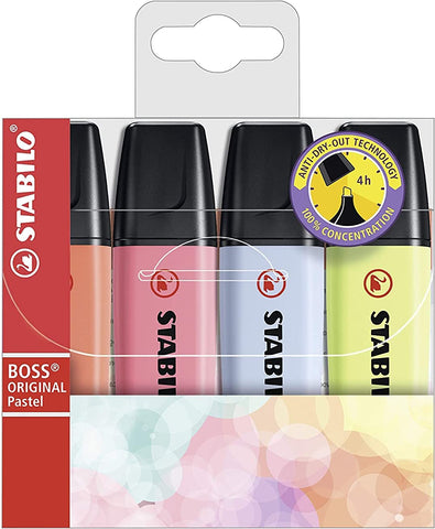 Stabilo | Boss Original | Chisel Point Pastel | Wallet of 4 Assorted Colors