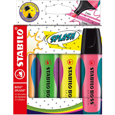 Stabilo | Boss Splash | Highlighter | Wallet of 4 | Assorted Colours