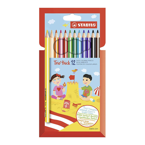 Stabilo | Trio Thick Colouring Pencil |  Wallet Of 12 Assorted Colours