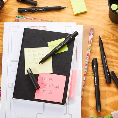 Stabilo | dr!ver Series | Premium Fineliner & Felt Tip | Pack of 4 | 0.4 MM | Black, Blue, Green, Red