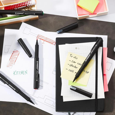 Stabilo | dr!ver Series | Premium Fineliner & Felt Tip | Pack of 4 | 0.8 MM | Black, Blue, Green, Red