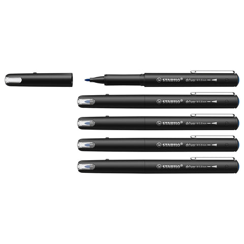 Stabilo | dr!ver Series | Premium Fineliner | Medium | Pack of 5 | Blue