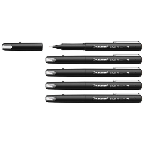 Stabilo | dr!ver Series | Premium Fineliner | Pack of 5 | Red