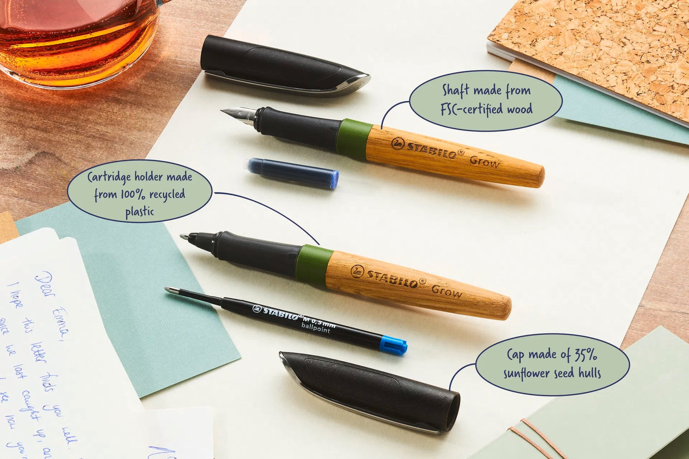 STABILO Grow Ballpoint Pen – Moss Green & Oak - penpencilink