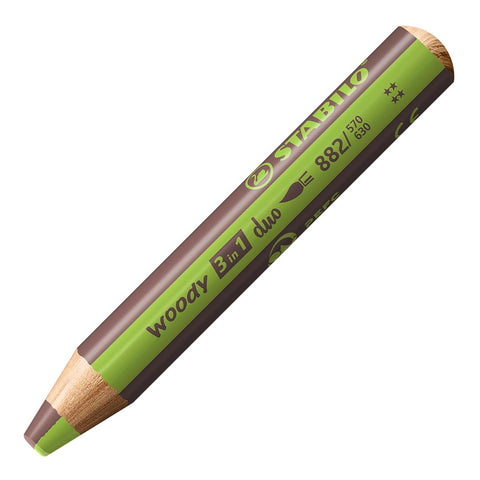 Stabilo | Multi-Talented Pencil | Woody 3 In 1 Duo | Light Green/Brown | 1 Piece