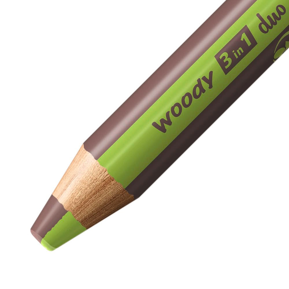 Stabilo | Multi-Talented Pencil | Woody 3 In 1 Duo | Light Green/Brown | Pack of 5