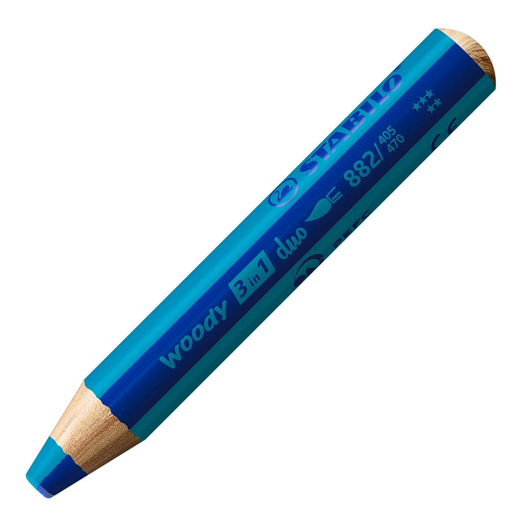 Stabilo | Multi-Talented Pencil | Woody 3 In 1 Duo | Ultramarine/Turquoise | 1 Piece