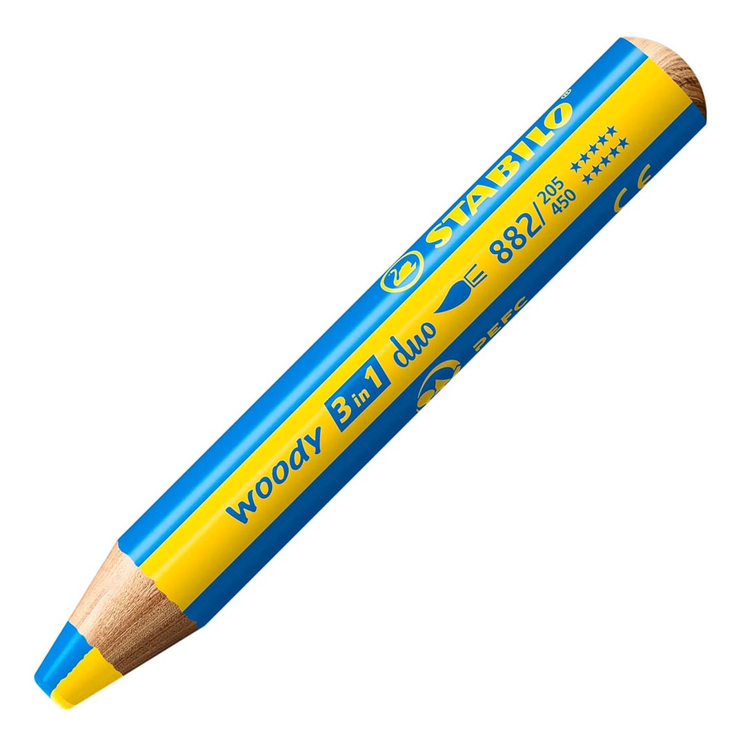 Stabilo | Multi-Talented Pencil | Woody 3 In 1 Duo | Yellow/Cyan Blue | 1 Piece