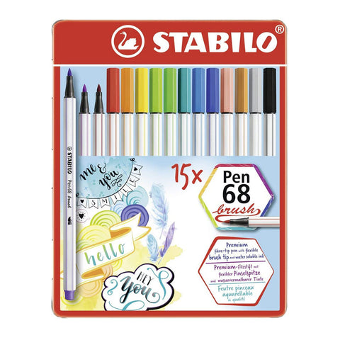 Stabilo | Pen 68 | Brush Metalbox | Pack of 15