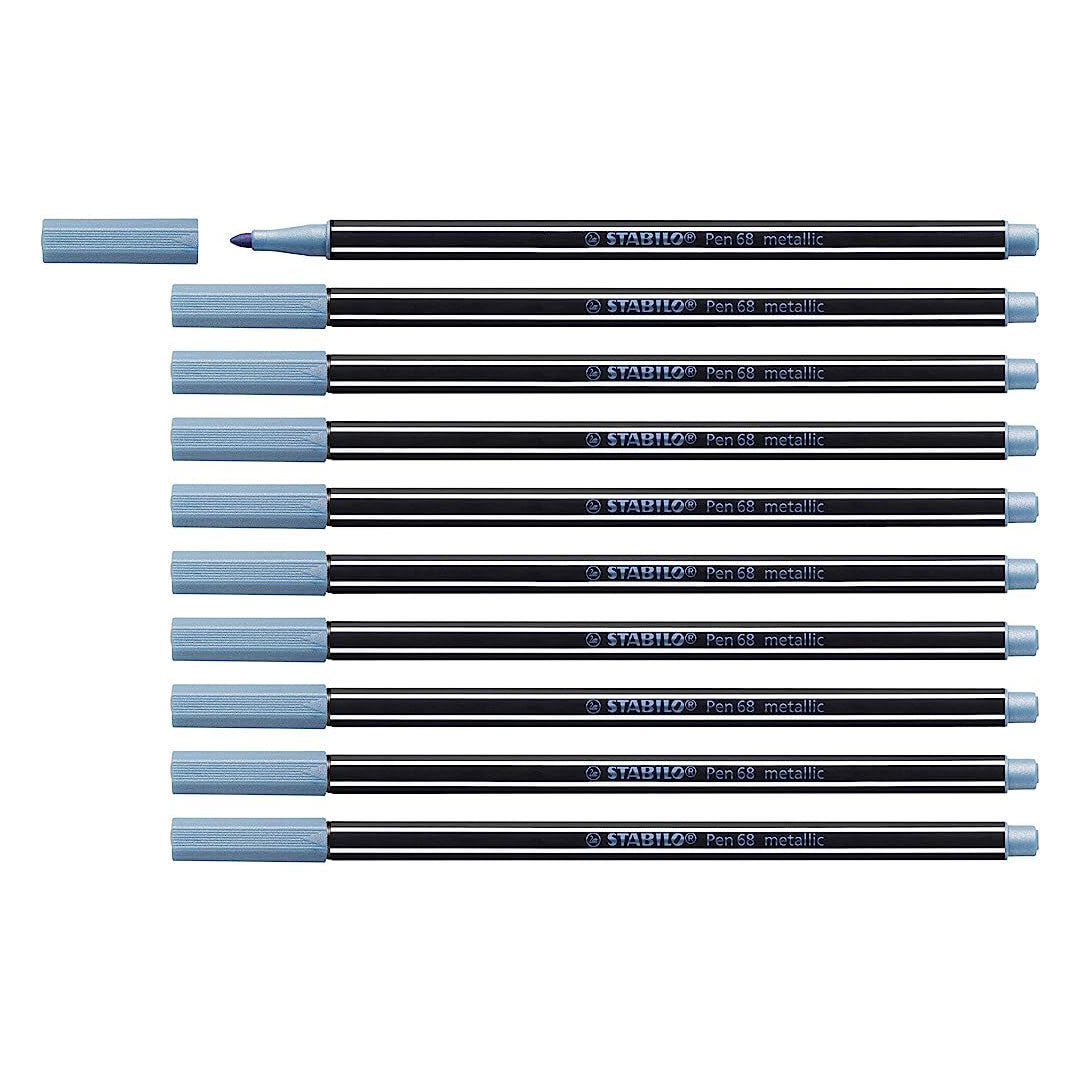 Stabilo | Pen 68 | Metallic | Blue | Pack Of 10