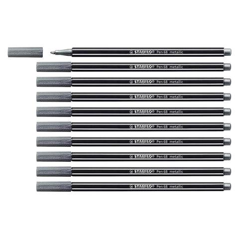 Stabilo | Pen 68 | Metallic | Silver | Pack Of 10
