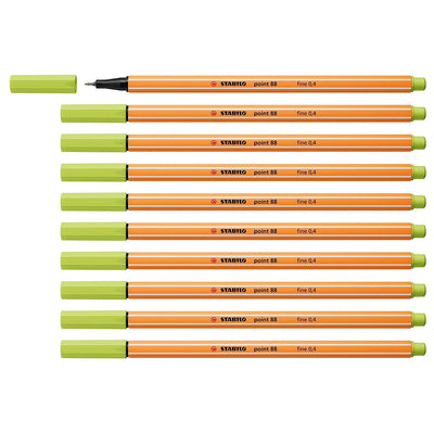 Stabilo | Point 88 | Fineliner | Lime Green | Pack Of 10
